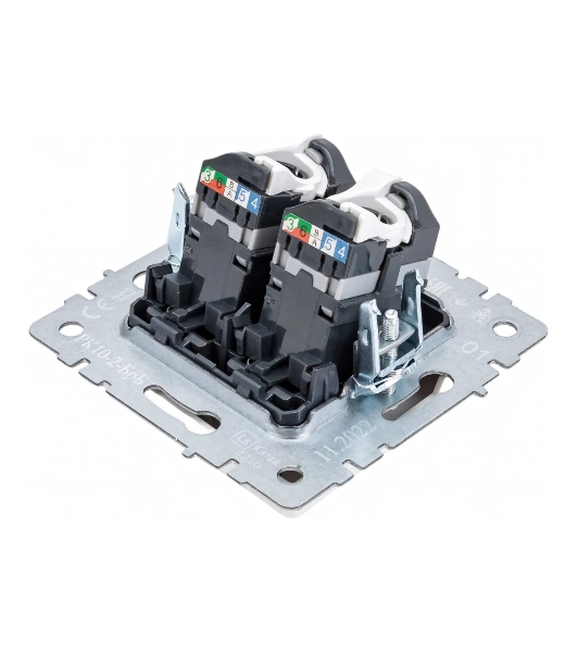Розетка компьютерная двойная IEK BRITE РК10-2-БрБ RJ45 кат.5E белый