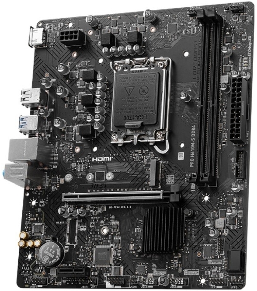 Материнская плата MSI PRO H610M-S DDR4, LGA 1700, Intel H610, 2xDDR4, 2xSATA, 1xM.2, 1xPCIe 4.0 x16, 1xPCIe 3.0 x1, 1xHDMI, 1x1Gb LAN, 4xUSB 2.0, 2xUSB 3.2 Gen 1, 3x3.5 мм, 7.1, Micro-ATX
