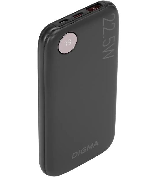 Портативный аккумулятор Digma DGPF10B 10000mAh QC3.0/PD3.0 22.5W 3A USB-A/USB-C черный