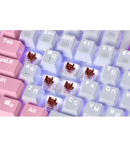 Клавиатура Defender REDRAGON HADES проводная USB бело-розовая