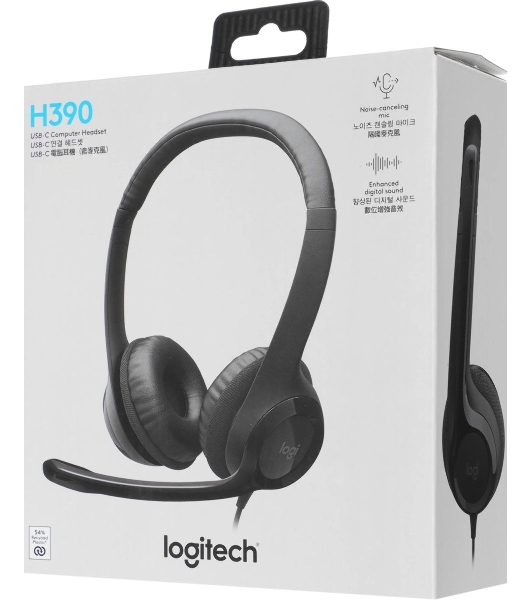 Гарнитура Logitech H390 чёрный, проводная, USB