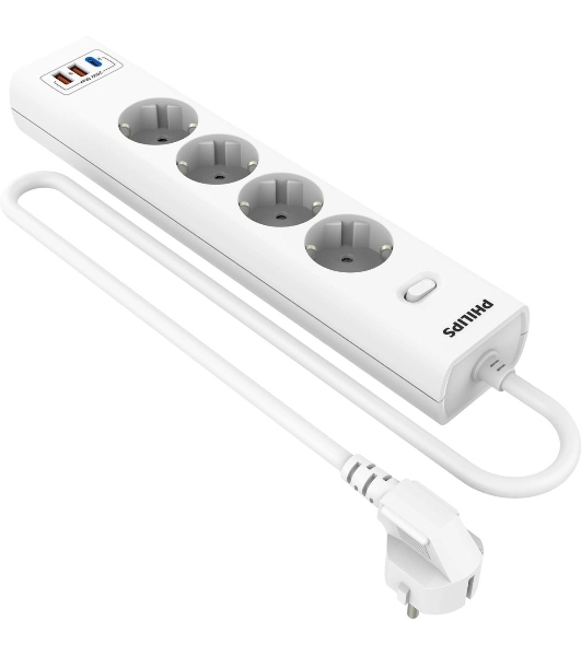 Сетевой фильтр Philips CHP4346WC/51, 5м, 4 розетки, белый