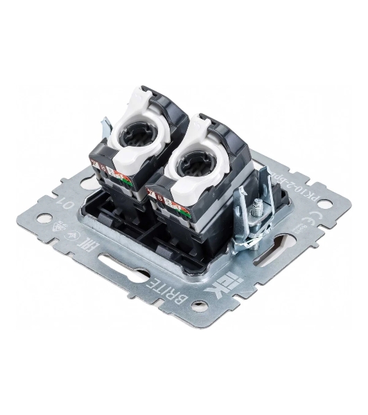 Розетка компьютерная двойная IEK BRITE РК10-2-БрБ RJ45 кат.5E белый