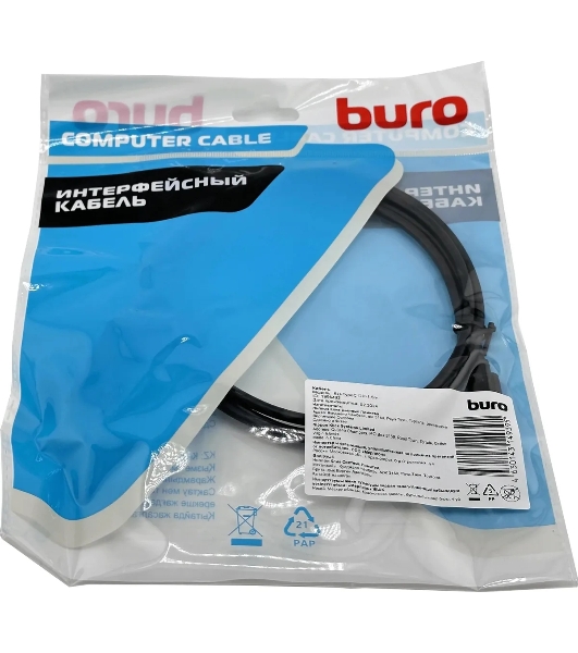 Кабель Buro ver1.4 USB Type-C (m) DisplayPort (m) 1.5м черный