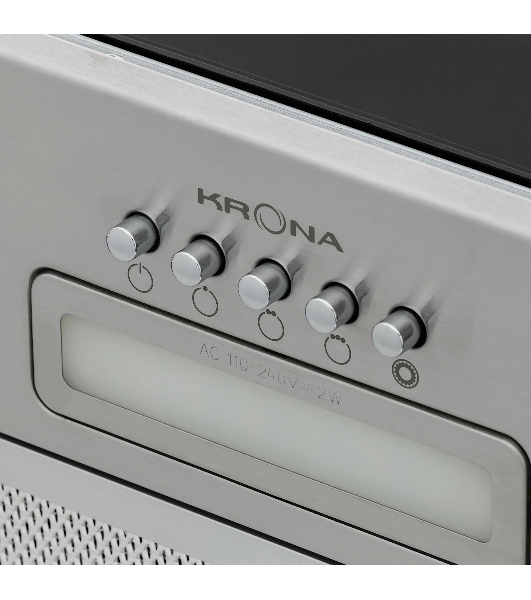 Вытяжка встраиваемая Krona Ameli Light 600 PB нержавеющая сталь, 52.5 см, 633 куб. м/ч, 44 дБ