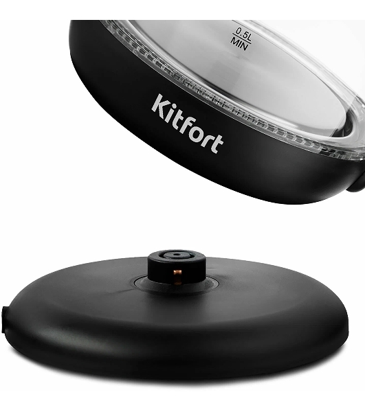 Чайник электрический Kitfort КТ-625-1 1.7л. 2200Вт черный/голубой (корпус: стекло)