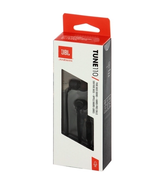 Проводные наушники JBL Tune 110 черный, внутриканальные, Jack 3.5 мм