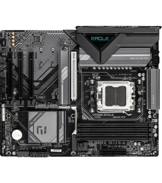 Материнская плата Gigabyte B650E EAGLE, AM5, AMD B650E, 4xDDR5, 4xSATA, 3xM.2, 1xPCIe 5.0 x16, 1xPCIe 4.0 x16, 2xPCIe 3.0 x16, 1xHDMI, 1xDP, 1x2.5Gb LAN, 1xUSB-C 5Gbps, 2xUSB-A 10Gbps, 2xUSB-A 5Gbps, 4xUSB-A 2.0, 1xPS/2, 3x3.5 мм, 7.1, ATX
