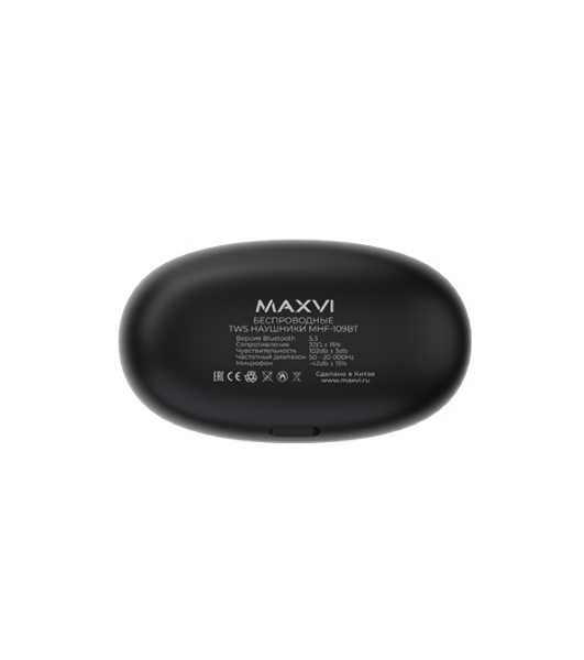 Беспроводные наушники Maxvi MHF-109BT черные TWS\капли\LCD\Sensor\200 мАч\5.2\кабель Type-C