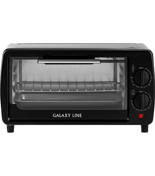 Мини-печь Galaxy Line GL 2625, черный, 8 л, 1000 Вт, таймер на 60 минут, индикатор работы, автоотключение