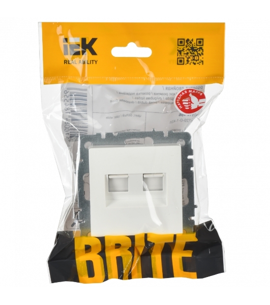 Розетка компьютерная двойная IEK BRITE РК10-2-БрБ RJ45 кат.5E белый
