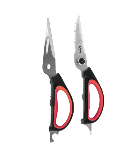 Ножницы LARA LR05-94 BLISTER 24,5 см 8 в 1 прорезиненные ручки, сверхострая заточка, нержавеющая сталь