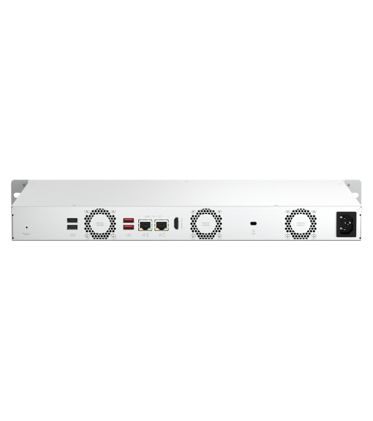 Сетевое хранилище SMB QNAP TS-464eU-8G NAS 4 HDD trays, rackmount 1U, 1 PSU. 4-core Intel Celeron N5105/N5095 2.0-2.9 GHz, 8 Gb RAM, 2x2.5GbE, 2xUSB 3.2 Gen 2 (10Gbps), 2xUSB 2.0, 1xHDMI, 2xM.2 PCIe Gen 3 x1 slots, W/o rail kit RAIL-B02