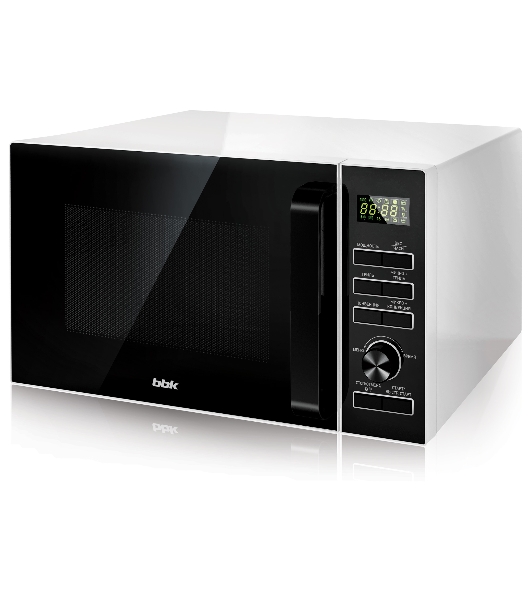 Микроволновая печь BBK 25MWC-992T/WB белый/черный, 25 л, 900 Вт, переключатели - кнопки, поворотный механизм