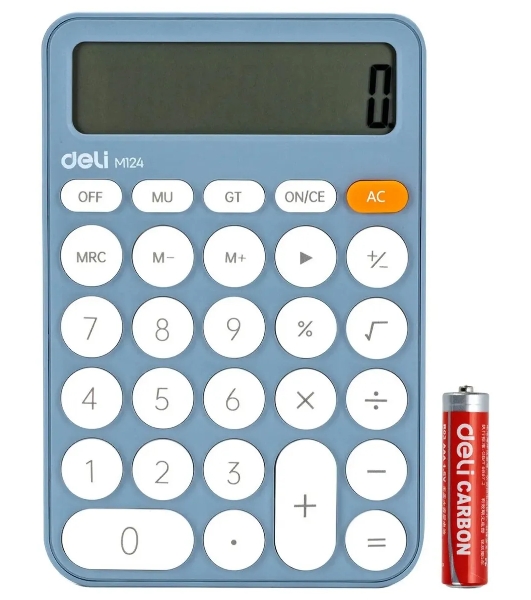 Калькулятор настольный Deli EM124BLUE синий 12-разр.
