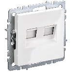 Розетка компьютерная двойная IEK BRITE РК10-2-БрБ RJ45 кат.5E белый, фото 1