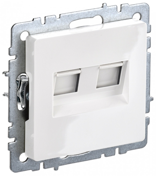 Розетка компьютерная двойная IEK BRITE РК10-2-БрБ RJ45 кат.5E белый