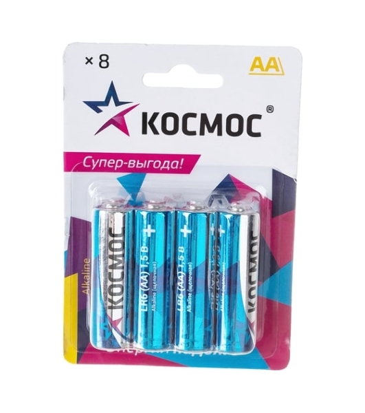Элемент питания Космос алкалиновый AA/LR06 BP-8 (блист.8шт)