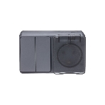 Блок ОП AtlasDesign Profi54 розетка 16А 250В с заземл. защ. шторки + 2-кл. выключатель 10А IP54 антрацит SchE, фото 1