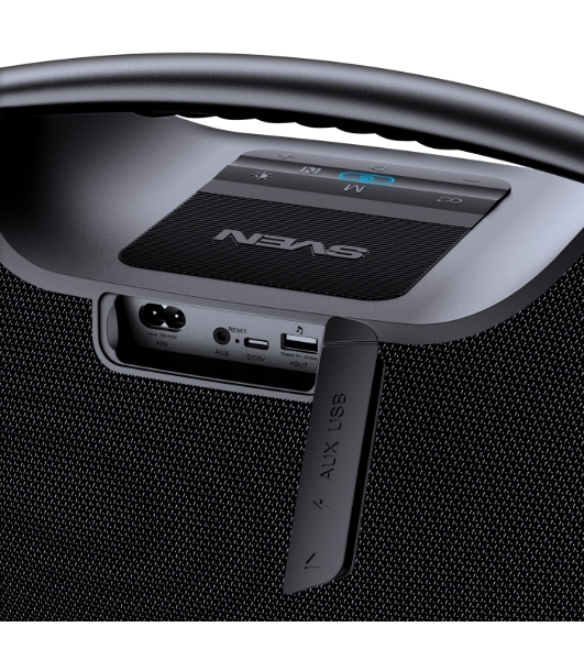 Портативная акустическая система SVEN PS-990, черный, 2.0, 2x90 Вт (RMS), IPx7, TWS, Bluetooth, USB, аккумулятор