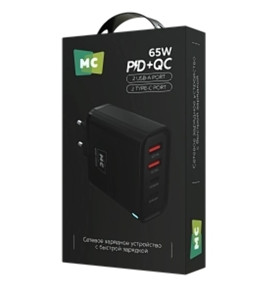 Сетевое зарядное устройство MORE CHOICE NC95 2USB+2Type-C 3.0A PD 65W, черный