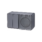 Блок ОП AtlasDesign Profi54 розетка 16А 250В с заземл. защ. шторки + 2-кл. выключатель 10А IP54 антрацит SchE, фото2