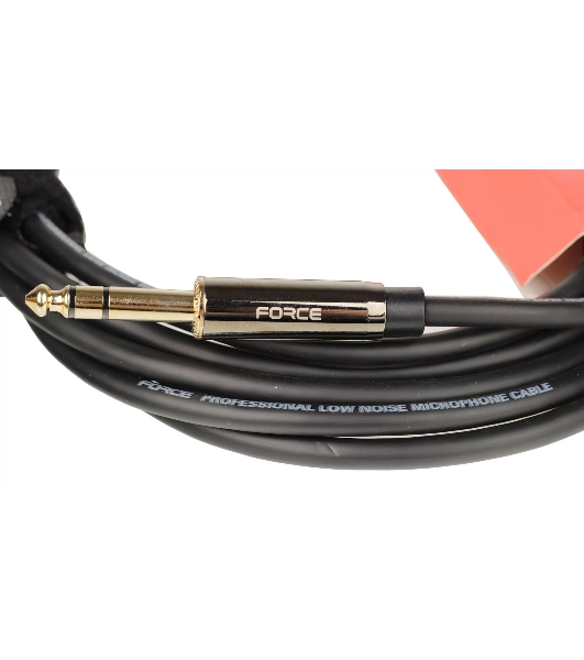 Кабель аудио FORCE FLC-04/31/4' TRS Jack (M) - 1/4' TRS Jack (F), высококачественный, может использоваться как удлинитель для наушников, диаметр 6 мм, металлические корпуса, позолоченные разъемы, длина 3 м