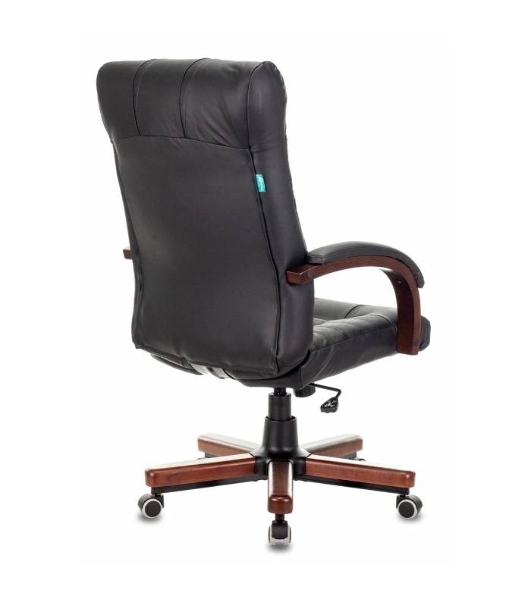 Кресло Бюрократ KB-10WALNUT/B/LEATH черный, кожа