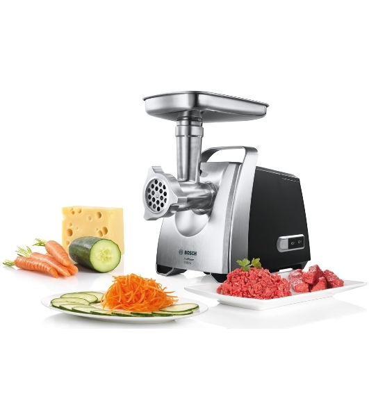 Мясорубка электрическая Bosch MFW68680 черный, 2200 Вт, 4.3 кг/мин, реверс, защита от перегрузки, насадки - 5