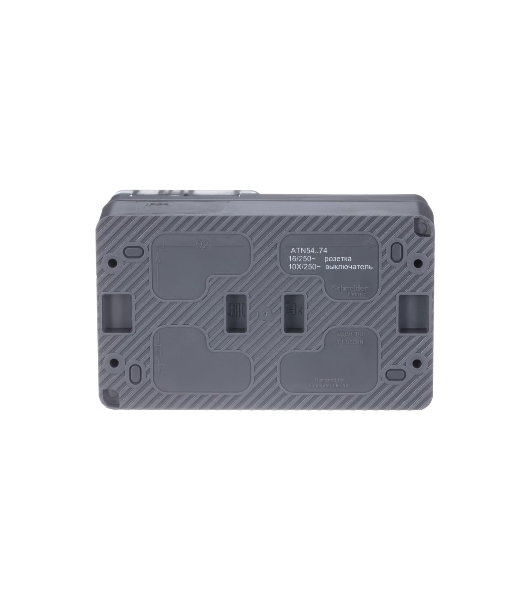 Блок ОП AtlasDesign Profi54 розетка 16А 250В с заземл. защ. шторки + 2-кл. выключатель 10А IP54 антрацит SchE