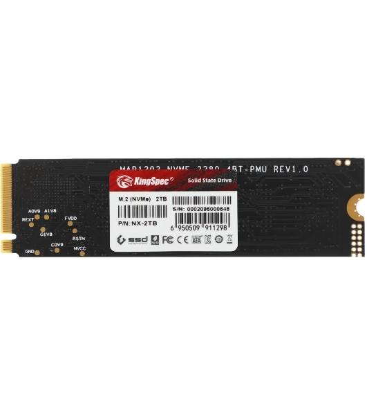 Накопитель SSD KingSpec NX-2Tb, 2000Gb, PCIe 3.0 x4, M.2 2280, NVMe, R/W 3400/3100