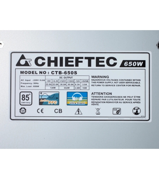 Блок питания Chieftec ATX 650W Vita BPX-650-S Gen.5 Half mod 80+ bronze (20+4pin) APFC 120mm fan 6xSATA RTL