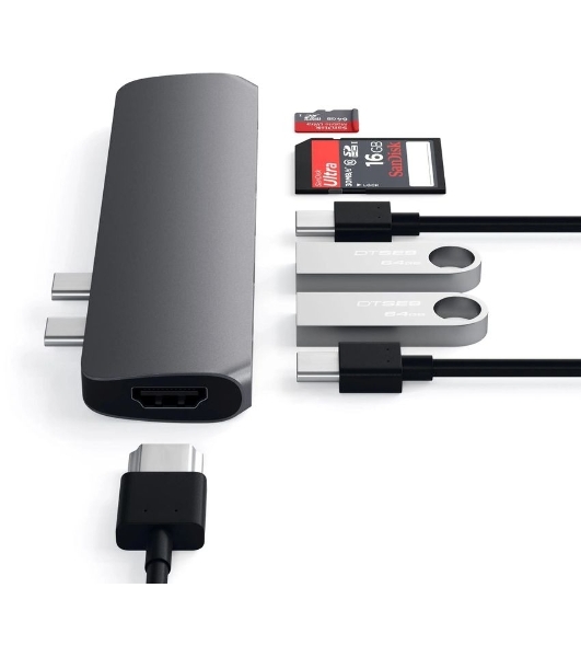 Док-станция Satechi ST-CMBPM, USB Type-C, HDMI/Thunderbolt 3/USB Type-C/SD/microSD/USB 3.0, USB