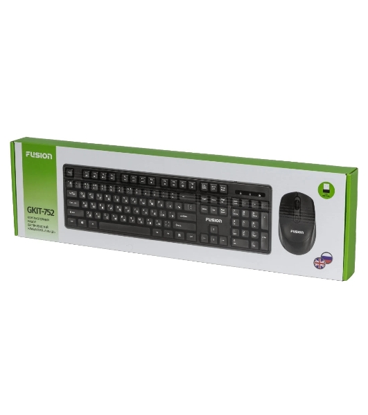Комплект клавиатура+мышь Fusion GKIT-752 беспроводной, USB, 1000 DPI, чёрный