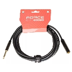 Кабель аудио FORCE FLC-04/31/4' TRS Jack (M) - 1/4' TRS Jack (F), высококачественный, может использоваться как удлинитель для наушников, диаметр 6 мм, металлические корпуса, позолоченные разъемы, длина 3 м, фото 1