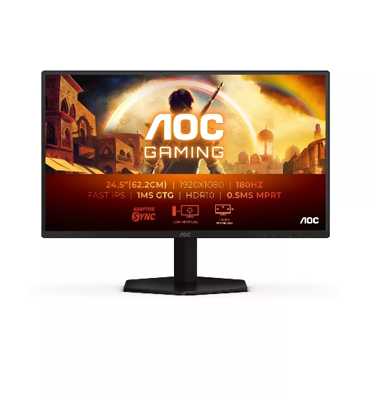 Монитор 24.5' AOC 25G42E IPS 1920x1080, 180 Гц, 1 мс, 16:9, 300 кд/м², HDMI 2.0, DP 1.4, 3.5 Jack, HDR10, Adaptive-Sync, VESA 100x100, черный