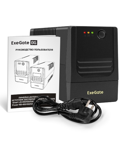 Источник бесперебойного питания ExeGate Power NB-450.LED.AVR.4C13 (450VA/270W, LED, AVR, 4*C13, батарея 12V 4.5Ah, Black)