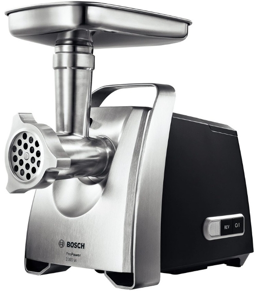 Мясорубка электрическая Bosch MFW68660 черный, 2200 Вт, 4.3 кг/мин, реверс, защита от перегрузки, металлический лоток, насадки - 10