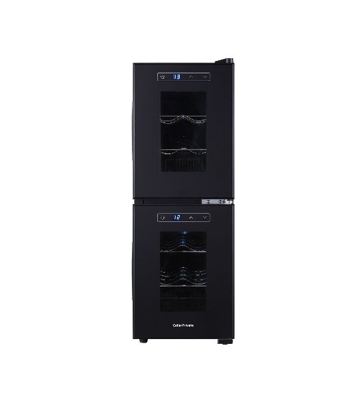 Винный шкаф CellarPrivate CP012-2Е черный, 32 л, 2 отсека, 12 бут.