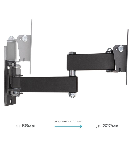 Кронштейн Kromax OPTIMA-104 черный, 10'-28', max 25 кг, настенный, VESA 100x100 мм