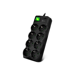 Сетевой фильтр SVEN SF-08E-16 (1,8 м 8 розеток с защитными шторками,16А) черный, цветная коробка