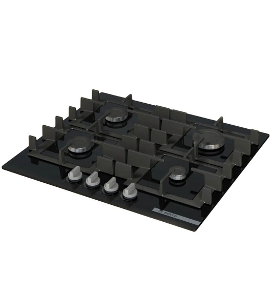 Поверхность газовая Bosch PNP6B6K40 Газ, 4.5х59x52 см, закаленное стекло, 4 конфорки, газ-контроль, автоподжиг, черный