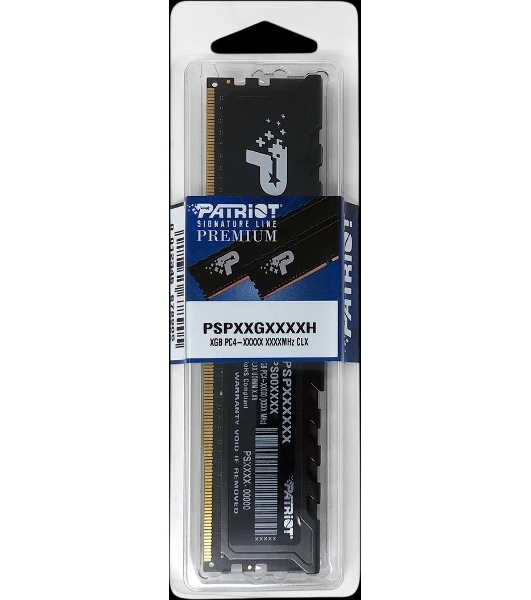 Оперативная память Patriot Signature Premium, DDR4, 16GB (1x16GB), 2666 MHz, CL19, с радиатором, чёрный