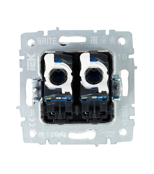 Розетка компьютерная двойная IEK BRITE РК10-2-БрКр (BR-K20-1-K10) СП RJ45 кат.5E бежевый