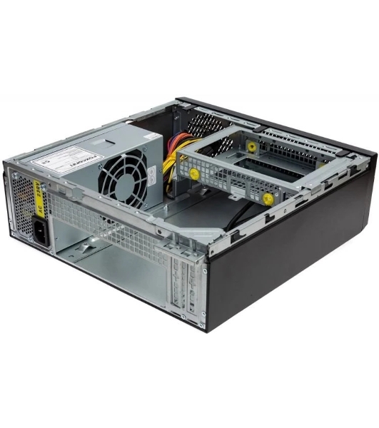 Компьютерный корпус с блоком питания 250Вт. Сase Foxline mITX 250W TFX, 2xUSB 3.0, черный Trim, powercord