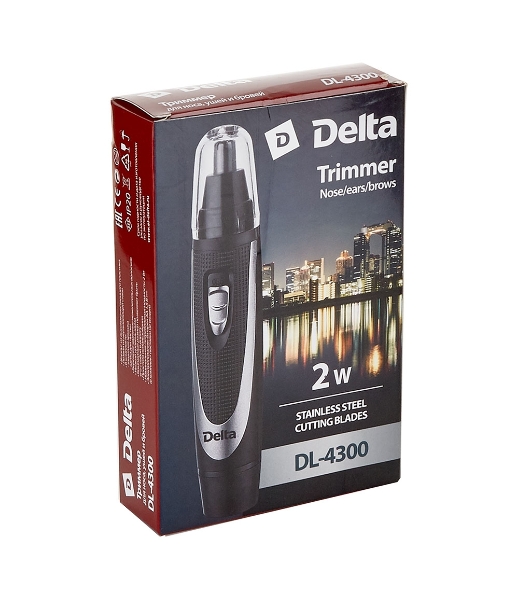 Триммер для носа, ушей и бровей Delta DL-4300 черный с серебристым