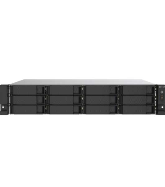 Сетевое хранилище без дисков SMB QNAP TS-1273AU-RP-8G NAS 12 HDD trays, 2x 2.5 GbE, rackmount, 2 PSU. 4-core AMD V1500B2,2 GHz, RAM 8 Gb (8 Gb UDIMM DDR4 (1 x 8 Gb) up to 32 Gb (2 x 16 Gb)). W/o rail kit RAIL-B02