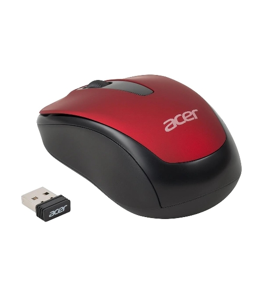 Мышь беспроводная Acer OMR136 красный, 1000 dpi, радиоканал, USB, кнопки - 3