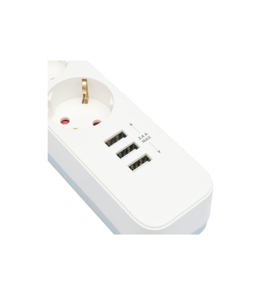 Сетевой фильтр Гарнизон 2.0 Мультипорт EPS-4-U3-W-2, 4 р, 10А, 3xUSB, 2 м, ур.защиты 2+, белый, пакет