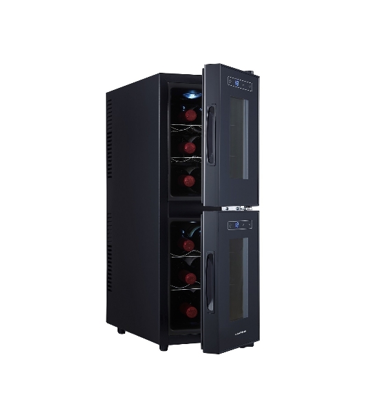 Винный шкаф CellarPrivate CP012-2Е черный, 32 л, 2 отсека, 12 бут.